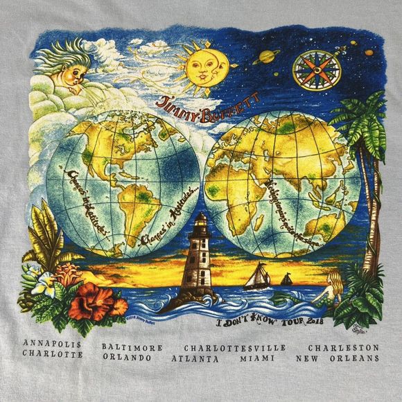 Jimmy Buffett Unisex 2XL Blue 2018 I Don't Know Tour Shirt Long Sleeve Crew Neck - Picture 13 of 13